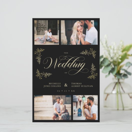 Budget Fancy Trendy 4 Foto's Collage Wedding (Staand voorkant)