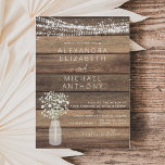 Budget Farmhouse Baby's Breath Wedding Invitation<br><div class="desc">Budget Rustic Farmhouse String Lights en Baby's Breath Wedding Invitations on Wood background - bevat prachtige en elegante scripttypografie met modern Country Boerderij House Sparkle voor de speciale huwelijksdag.</div>