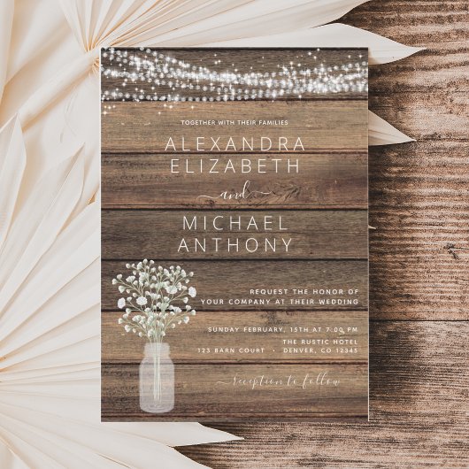 Budget Farmhouse Baby's Breath Wedding Invitation