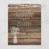 Budget Farmhouse Baby's Breath Wedding Invitation Flyer (Voorkant)