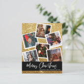 Budget Faux Gold Glitter Multi Photo Kerstmis (Staand voorkant)