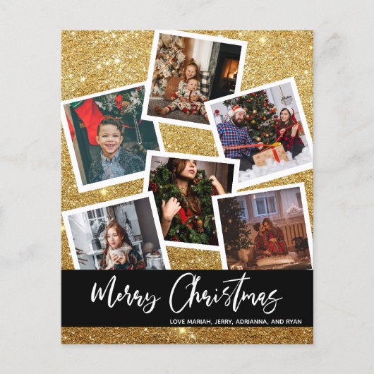 Budget Faux Gold Glitter Multi Photo Kerstmis (Voorkant)