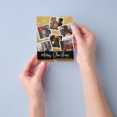 Budget Faux Gold Glitter Multi Photo Kerstmis Flyer (Hand)