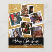 Budget Faux Gold Glitter Multi Photo Kerstmis Flyer (Voorkant)