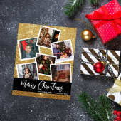 Budget Faux Gold Glitter Multi Photo Kerstmis Flyer
