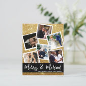 Budget Faux Gold Glitter Multi Photo Merry Married (Staand voorkant)