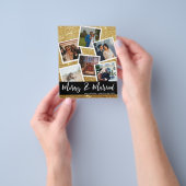 Budget Faux Gold Glitter Multi Photo Merry Married Flyer (Hand)
