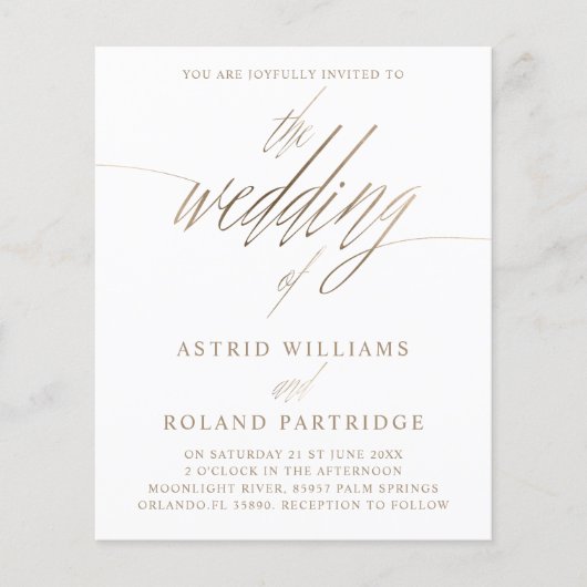 Budget Faux Gold Kalligrafie de bruiloft van (Voorkant)