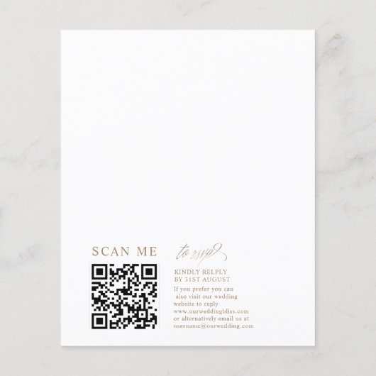 Budget Faux Gold Kalligrafie QR Code Bruiloft (Achterkant)