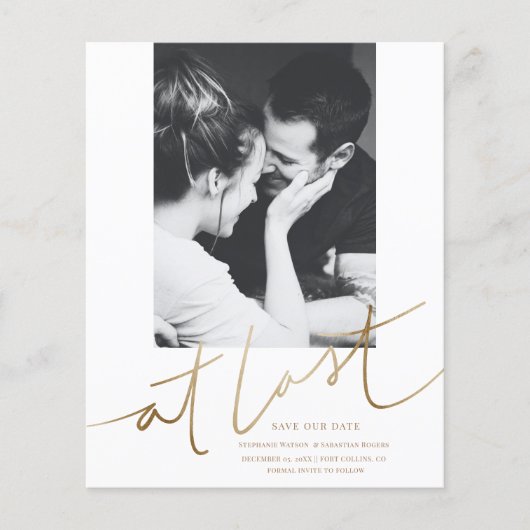 Budget Faux Gold Save the Date Bruiloft (Voorkant)