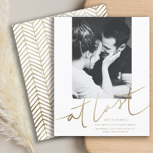 Budget Faux Gold Save the Date Bruiloft