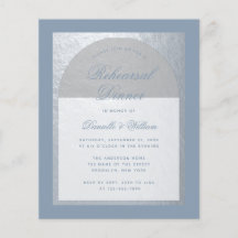 Budget Faux Silver Dusty Blue Rehearsal Dinner