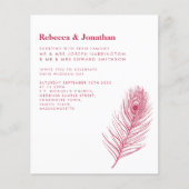 Budget Feather Magenta Pink Wedding Uitnodiging (Voorkant)
