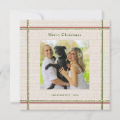 Budget Feestelijke Grenzen Minimale Foto Kerstmis Bedankkaart (Voorkant)