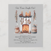 Budget Feestelijke Open Haard Kerstfeest Uitnodige (Voorkant)