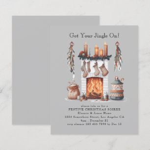 Budget Feestelijke Open Haard Kerstfeest Uitnodige