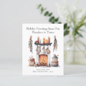 Budget Feestelijke open haard Merry Christmas Kaar (Staand voorkant)