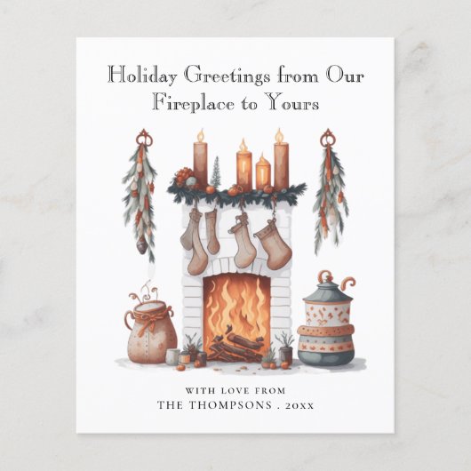 Budget Feestelijke open haard Merry Christmas Kaar (Voorkant)