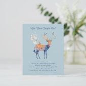 Budget Feestelijke Rendier Kerstfeest Uitnodigen (Staand voorkant)