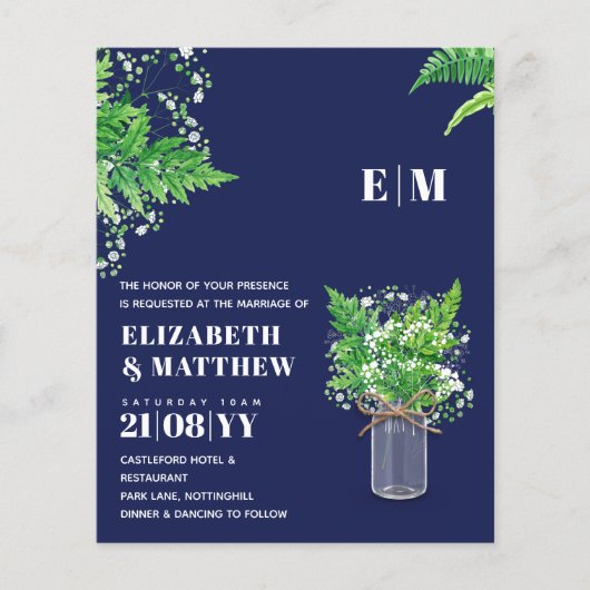 BUDGET Fern Greenery Wedding Invite (Voorkant)