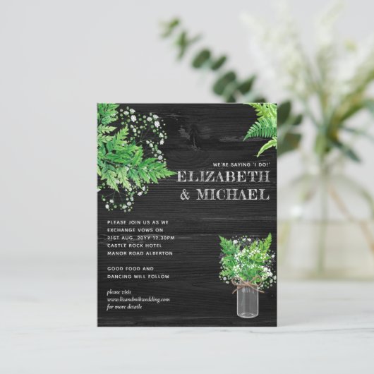 BUDGET Fern Greenery Wedding Invite (Staand voorkant)