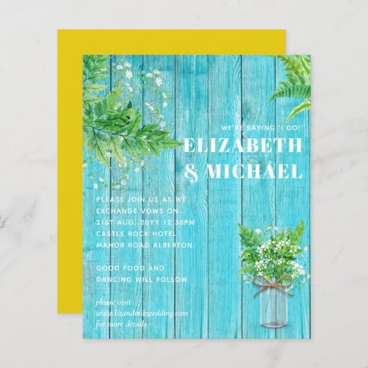 BUDGET Fern Greenery Wedding Invite (Voorkant / Achterkant)