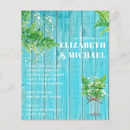 BUDGET Fern Greenery Wedding Invite (Voorkant)