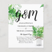 BUDGET Ferns Greenery White Wedding Invite (Voorkant)
