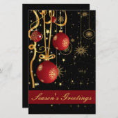 Budget Festive Red Gold Business Holiday Card (Voorkant / Achterkant)