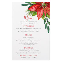 Budget Festive Wedding Poinsettia Foliage Menu