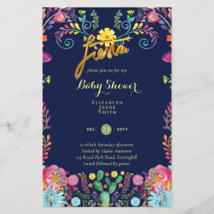 BUDGET Fiesta Baby shower Folk Art Flowers nodigt 