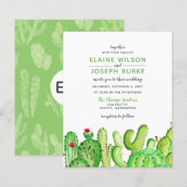 Budget Fiesta Cactus Green Wedding Uitnodiging