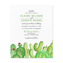 Budget Fiesta Cactus Green Wedding Uitnodiging