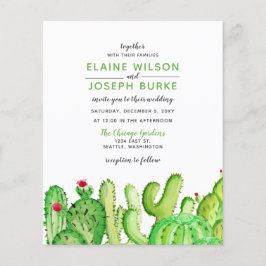 Budget Fiesta Cactus Green Wedding Uitnodiging