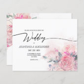 BUDGET Fijne Floral bruiloft uitnodiging. (Voorkant / Achterkant)