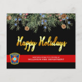 Budget Fire Department Thin Red Line Holiday Kaart (Voorkant)