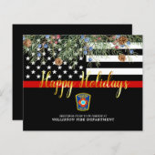 Budget Fire Department Thin Red Line Holiday Kaart (Voorkant / Achterkant)