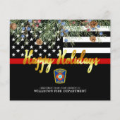 Budget Fire Department Thin Red Line Holiday Kaart (Voorkant)