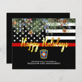 Budget Fire Department Thin Red Line Holiday Kaart