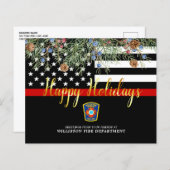 Budget Fire Department Thin Red Line Holiday Kaart (Voorkant / Achterkant)