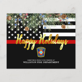 Budget Fire Department Thin Red Line Holiday Kaart