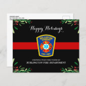 Budget Fire Department Thin Red Line Holiday Kaart (Voorkant / Achterkant)