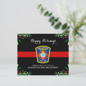 Budget Fire Department Thin Red Line Holiday Kaart (Staand voorkant)