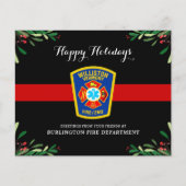 Budget Fire Department Thin Red Line Holiday Kaart (Voorkant)