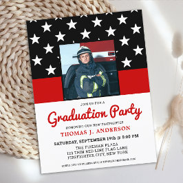 Budget Firefighter Graduter Party Photo Invite
