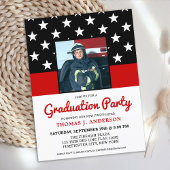 Budget Firefighter Graduter Party Photo Invite
