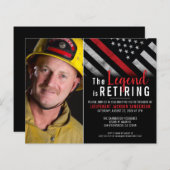 Budget Firefighter Photo Retirement Uitnodiging (Voorkant / Achterkant)