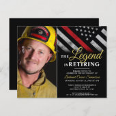 Budget Firefighter Retirement Foto Uitnodiging (Voorkant / Achterkant)