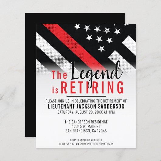 Budget Firefighter Retirement Red Line Fireman (Voorkant / Achterkant)