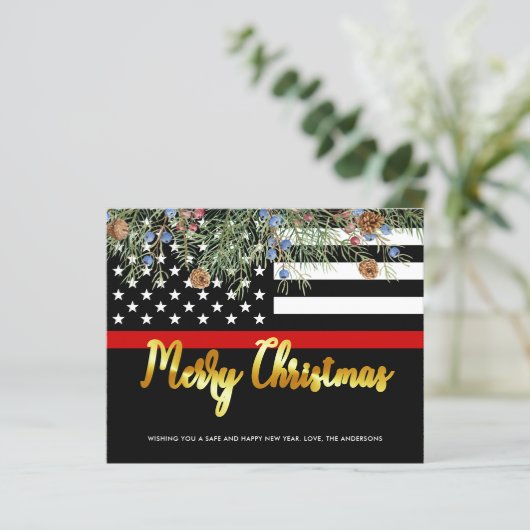 Budget Firefighter Vlag Kerstmis Kaart (Staand voorkant)